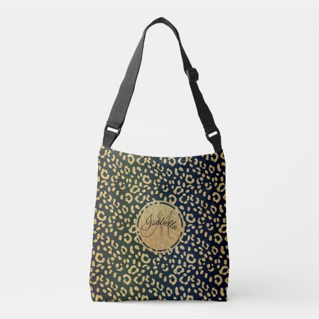 Monogrammed Gold Leopard-skin Spots Crossbody Bag (Front)