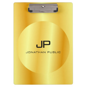 Monogrammed Gold Look Elegant Trendy Template Clipboard