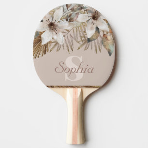 Monogrammed Gold Tropical Botanical  Ping Pong Paddle