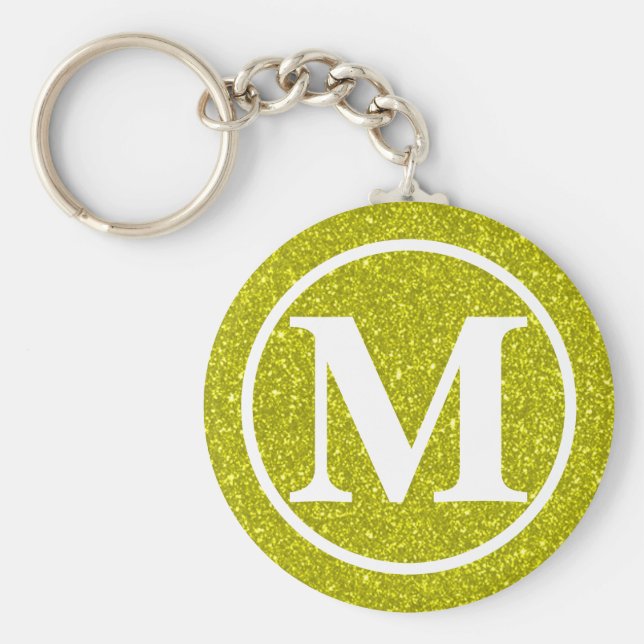 Monogrammed Golden Glitz BB Key Ring (Front)