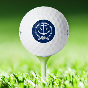 Monogrammed Golf Ball Classic Nautical Blue Anchor
