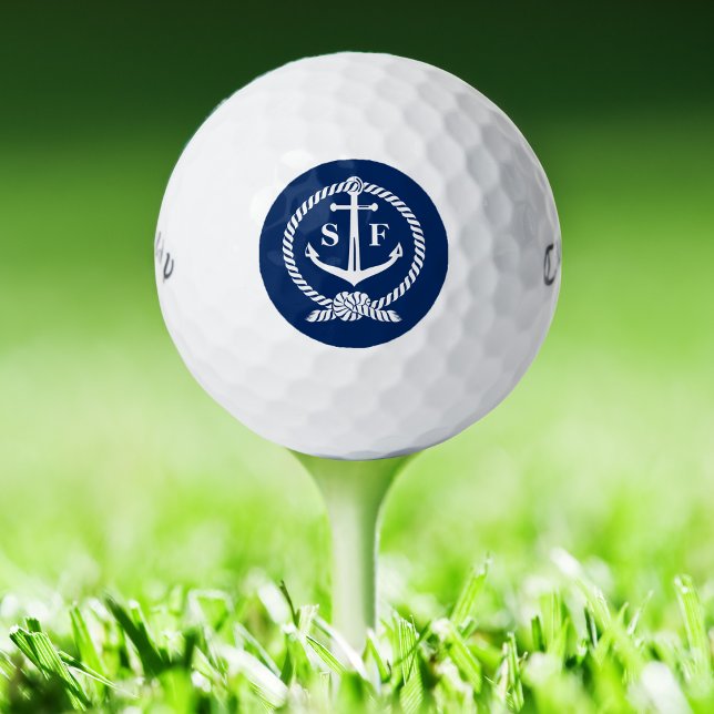 Monogrammed Golf Ball Classic Nautical Blue Anchor (Creator Uploaded)