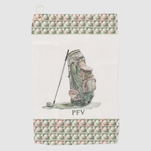 Monogrammed Golf Ball Pattern Lady's Towel