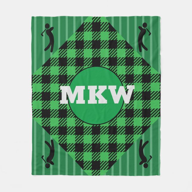 Monogrammed Golf Cart Fleece Throw (Front)