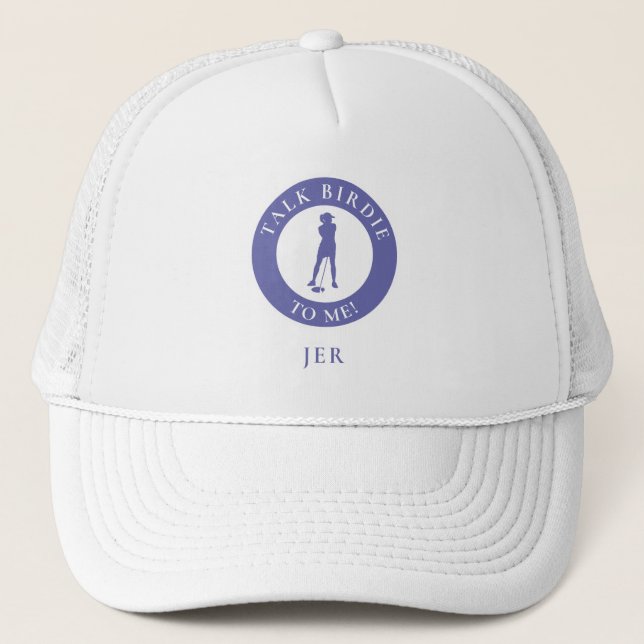 Monogrammed Golf Funny Golfer Greens Saying Custom Trucker Hat (Front)