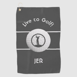 Monogrammed Golf Player Sports Quote Dark Grey Towel