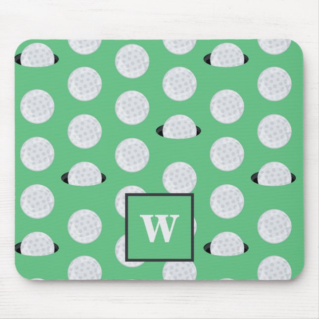 Monogrammed Golfer Hole In One Golf Balls Mouse Pad (Front)