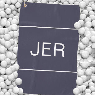 Monogrammed Golfer Sports Modern Professional Blue Golf Towel