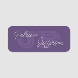 Monogrammed Grape Violet: Handwritten Calligraphy Name Tag