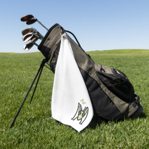 Monogrammed Grasshopper Emblem Edgy Green Insect Golf Towel