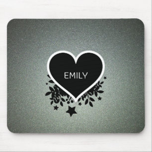 Monogrammed Green And Grey Glitter Mouse Pad
