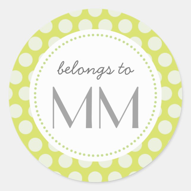 Monogrammed Green Dots - DIY Tags (Front)
