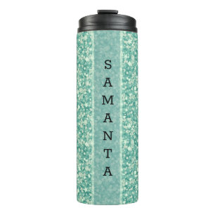 Monogrammed Green Glitter Pattern Thermal Tumbler