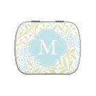 Monogrammed Green Mint Floral Damask Pattern