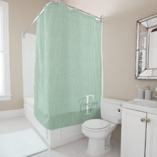Monogrammed Green Shower Curtain