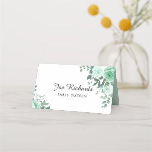 Monogrammed Greenery Flowers Wedding Place Card