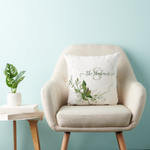 Monogrammed Greenery Pillow