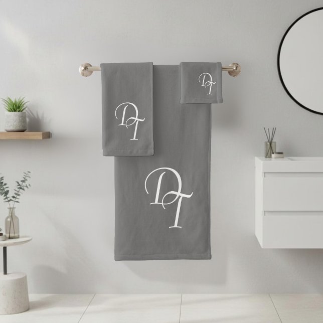 Monogrammed grey bath towel set (Creator Uploaded)
