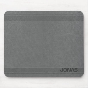 Monogrammed Grey Leather Look Mouse Pad