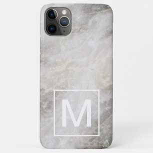 Monogrammed Grey Marble Texture iPhone 11 Pro Max Case
