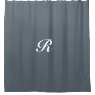 Monogrammed  Grey Solid Colour Personalised Custom Shower Curtain