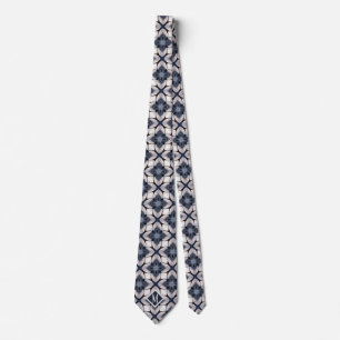 Monogrammed Grey Unique Pattern Design Men's Tie
