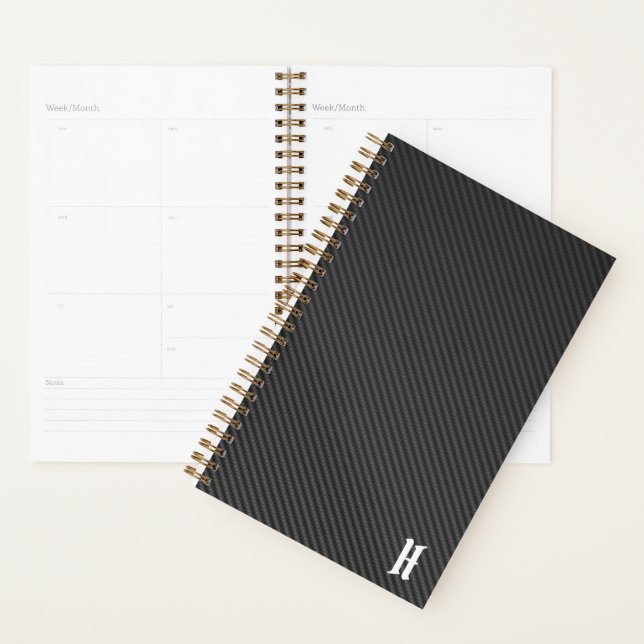 Monogrammed "H" Faux Carbon Fibre Cover Planner (Display)
