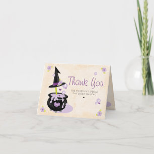 Monogrammed Halloween Witch Cauldron Thank You Card