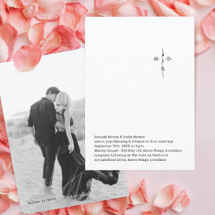 Monogrammed Hand Lettered Chic Cross Wedding Invitation