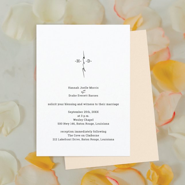 Monogrammed Hand Lettered Christian Cross Wedding Invitation (Creator Uploaded)