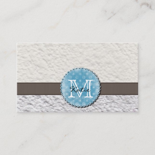 Monogrammed Handmade Paper Business Card (Front)