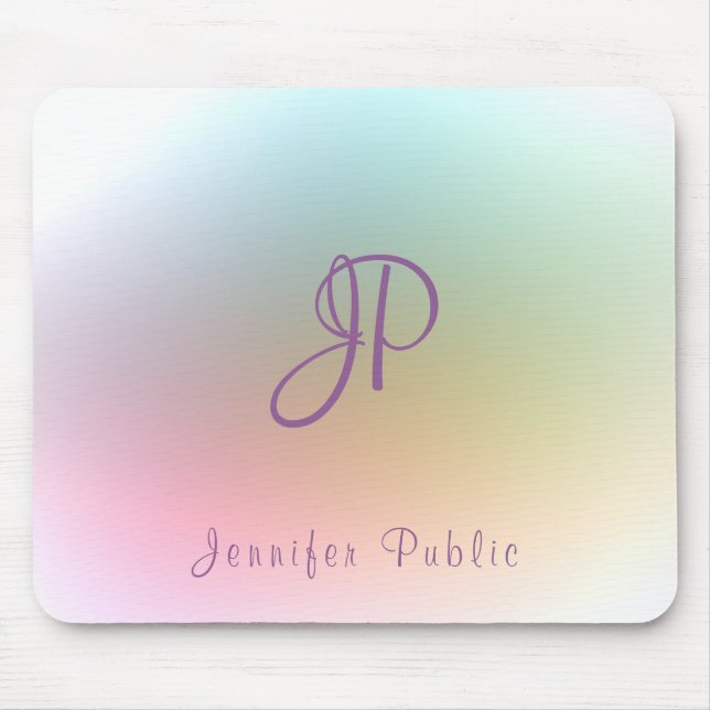Monogrammed Handwritten Script Colorful Template Mouse Pad (Front)