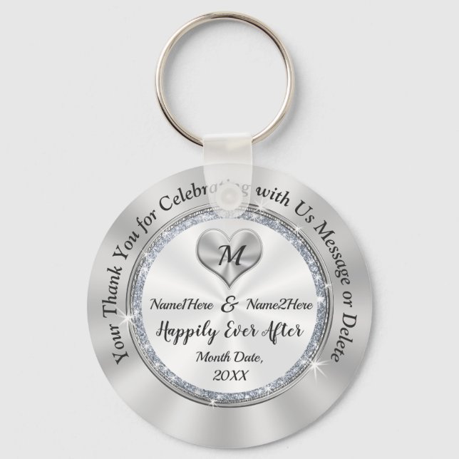 Monogrammed Happily Ever After Wedding Favours Key Ring (Front)
