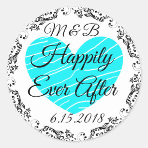 Monogrammed Happily Ever After Wedding Stickers