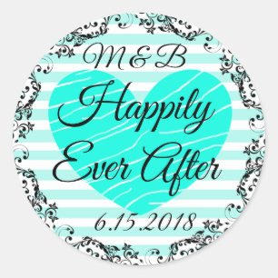 Monogrammed Happily Ever After Wedding Stickers