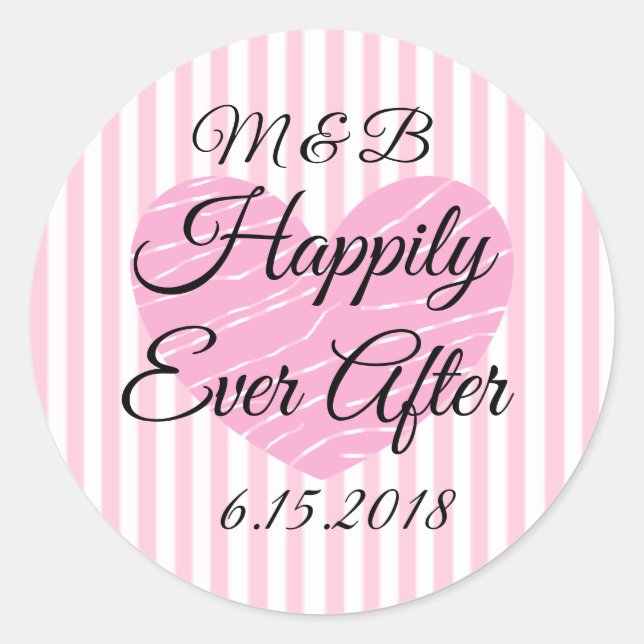 Monogrammed Happily Ever After Wedding Stickers (Front)