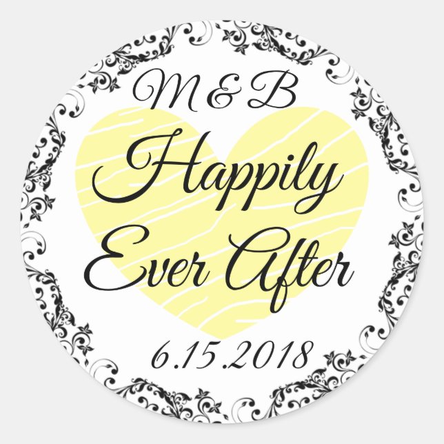 Monogrammed Happily Ever After Wedding Stickers (Front)