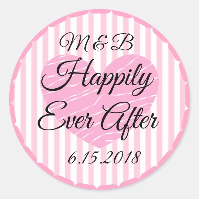 Monogrammed Happily Ever After Wedding Stickers (Front)