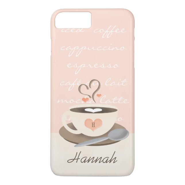 Monogrammed Heart Coffe Cup Case-Mate iPhone Case (Back)