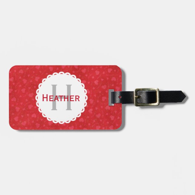 Monogrammed Heart Luggage Bag Tag Templates (Front Horizontal)