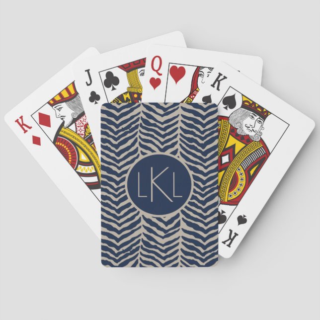Monogrammed Herringbone Playing Cards (Back)