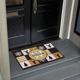 Monogrammed Holiday Glitter Doormat