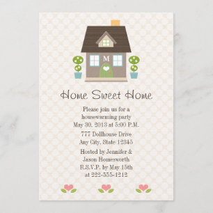 Monogrammed Home Sweet Home Housewarming Party Invitation