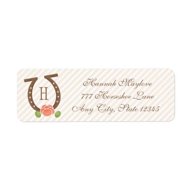 MONOGRAMMED HORSESHOE AND ROSE RETURN ADDRESS LABEL (Front)