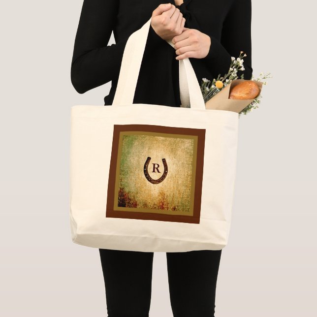 Monogrammed Horseshoe Large Tote Bag (Front (Product))