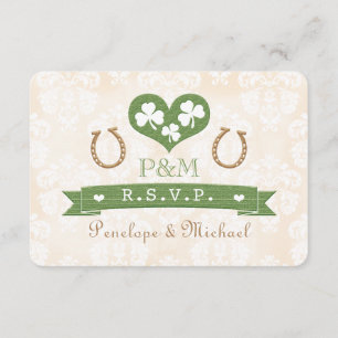 Monogrammed Horseshoe Shamrock Response Card RSVP
