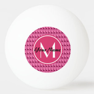 Monogrammed Hot Pink Deer, Personalised Name #2 Ping Pong Ball