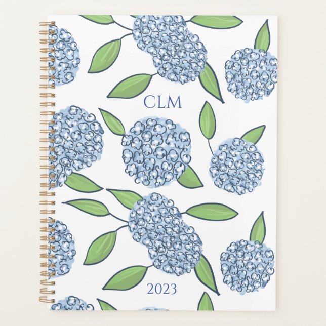Monogrammed Hydrangea Planner  (Front)
