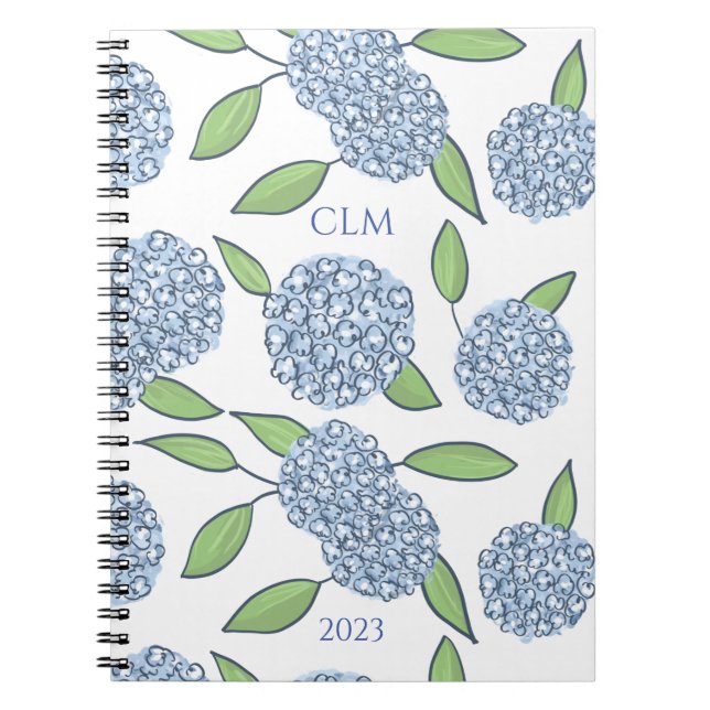 Monogrammed Hydrangea Take Note  Notebook (Front)