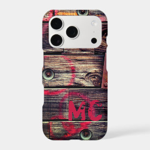 Monogrammed Industrial Rustic Wood Pattern